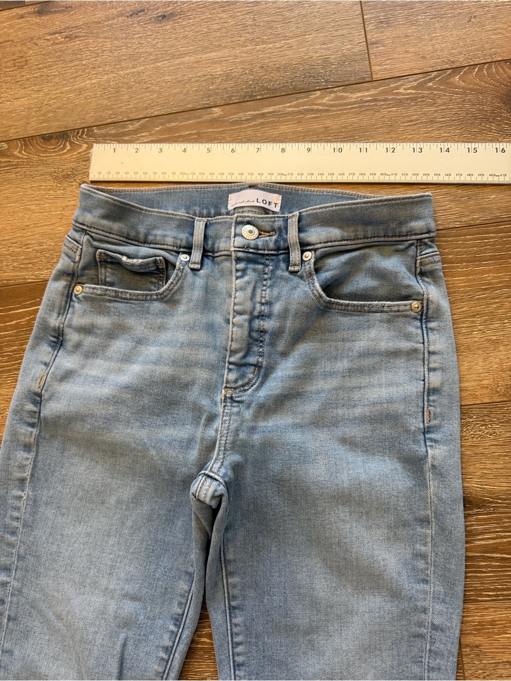 LOFT Light Blue High-Rise Distressed Skinny Jeans 27/4 - Picture 4 of 11
